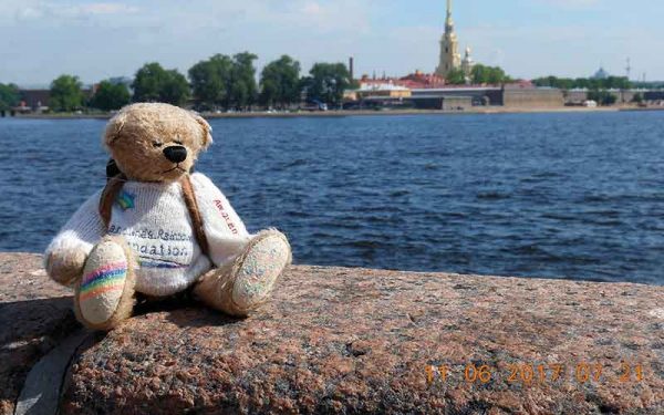 Rainbow Bear by the water