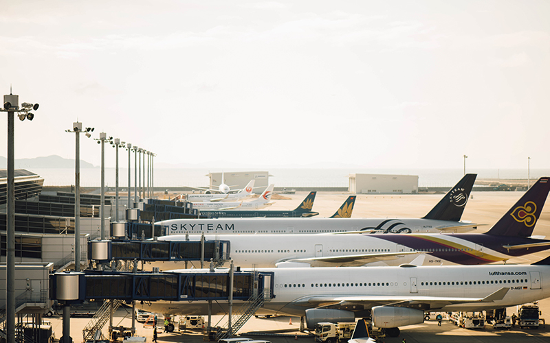 Planes stationary at the airport