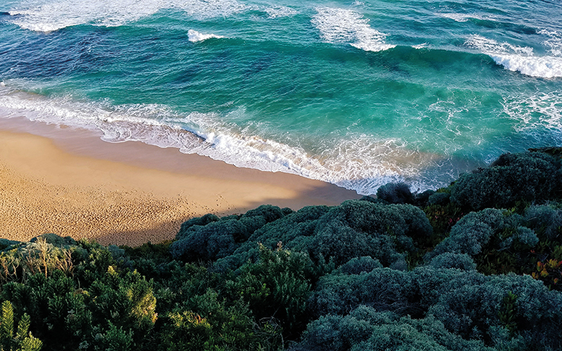 Waves crashing on the beach