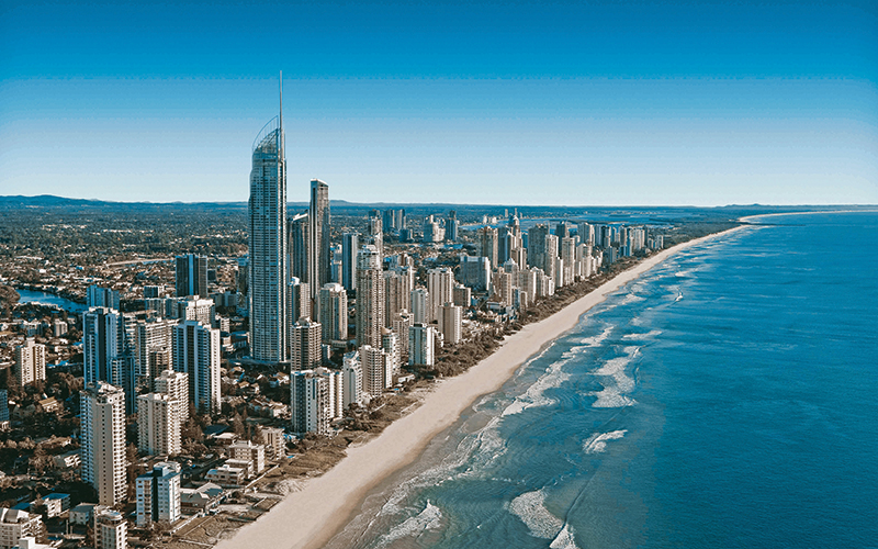 Tall skyscrapers on the coast