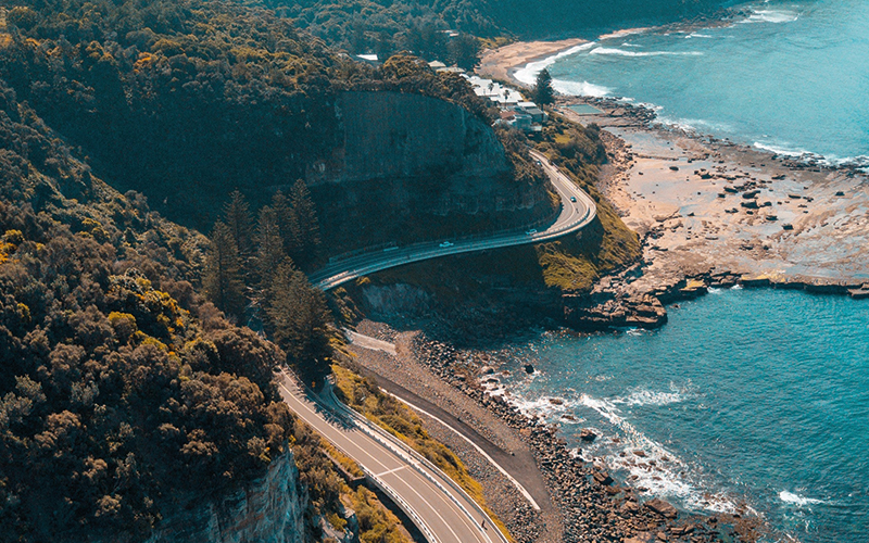 Road going along the Australian coast