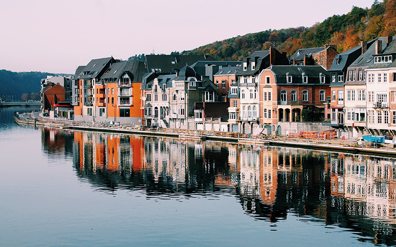 Belgium houses along waterfront