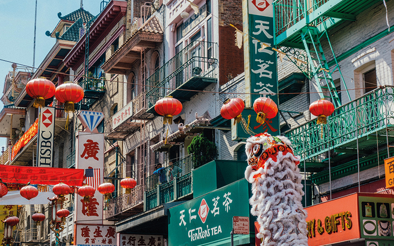 Lanterns in Chinese street