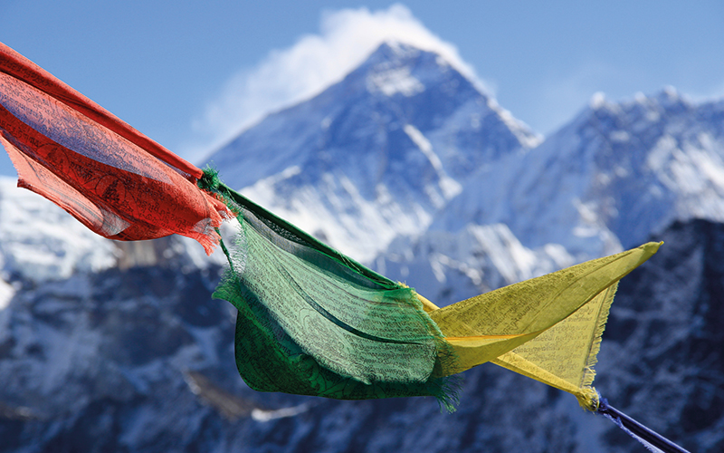 Tattered flag in the mountains