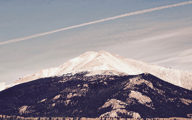 Large mountain with trees on