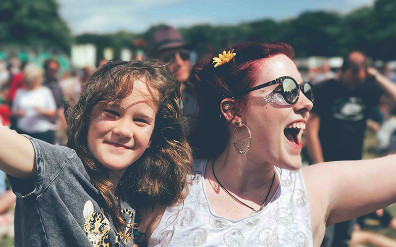 Mother and daughter celebrating