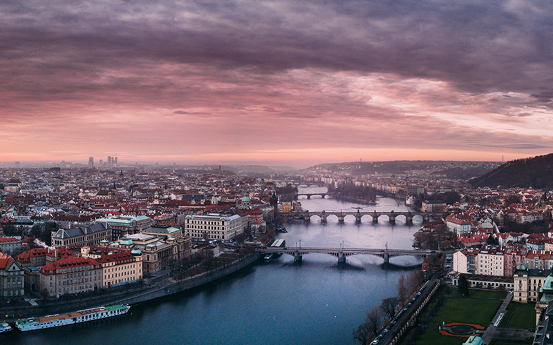Aerial shot of Prague