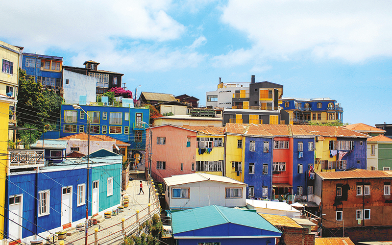 Colourful buildings in South America