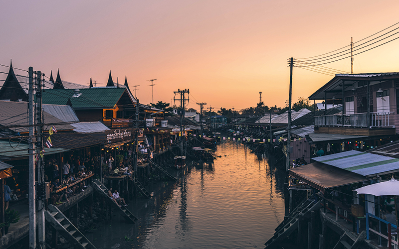 Thailand street next to river