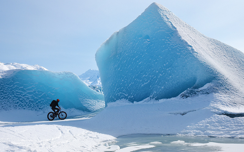 Biking next to an iceberg