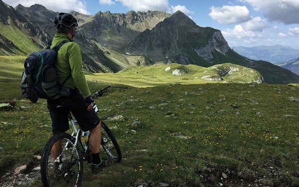 Man biking in the mountains