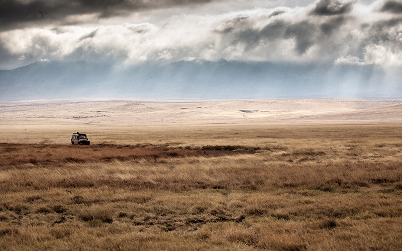 Safari van driving in Africa