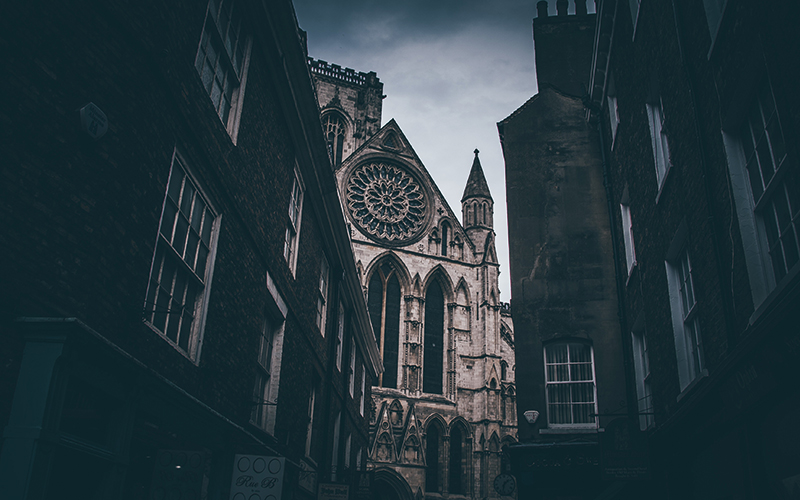 York minster through buildings