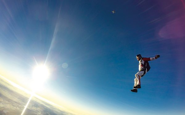 Person skydiving