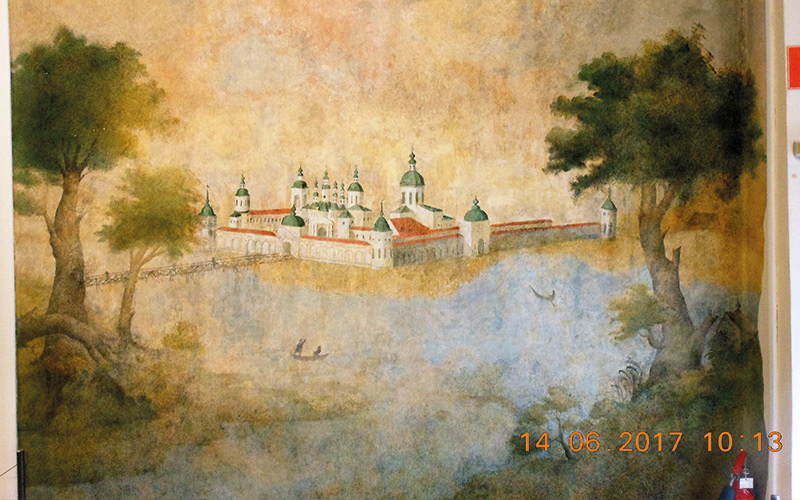 Painting of old buildings