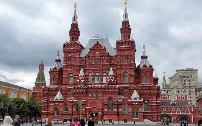 Red building with white towers