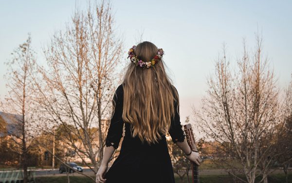 Woman with flowers in her hair