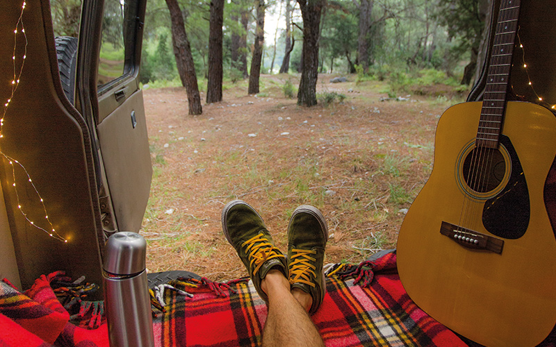 Guitar in the back of a truck