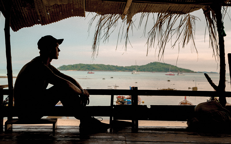 Man sat on beach