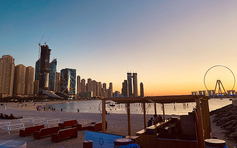 Dubai beach at sunset