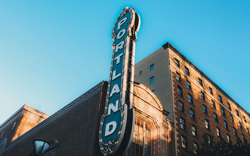 Portland sign on building