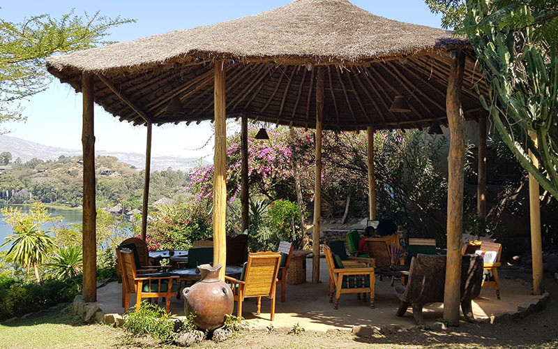 Seating area under cover