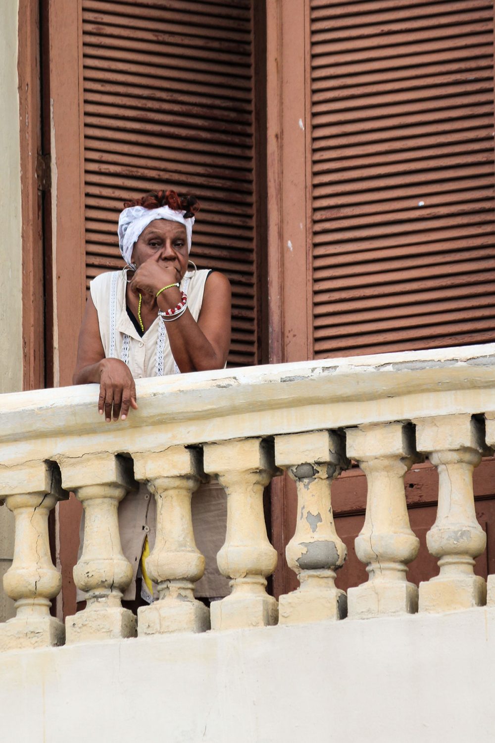 Woman looking out of window