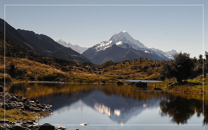 New Zealand lake with mountains