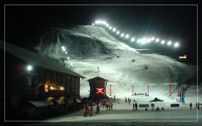 Meribel ski slope at night