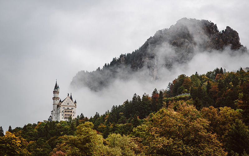 Neuschwanstein Castle in the fog