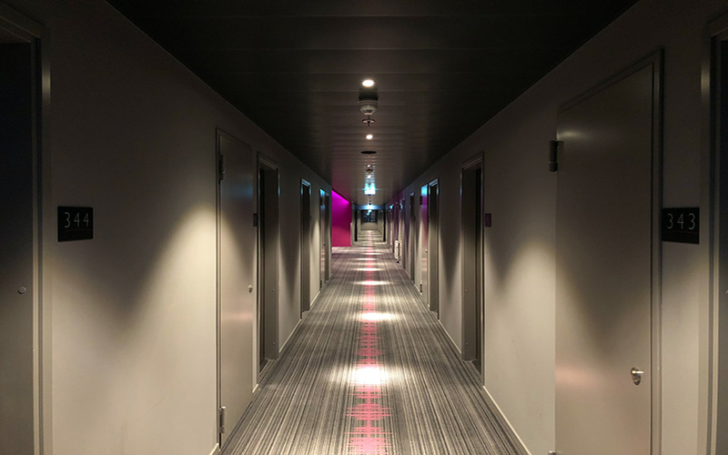 Empty hotel corridor