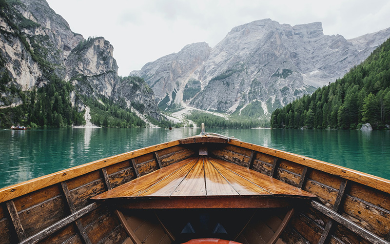 Sailing on a boat on the wonderful Lago de Braies