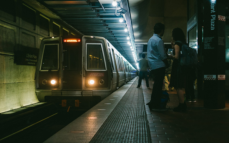 People waiting for train in Washington metro