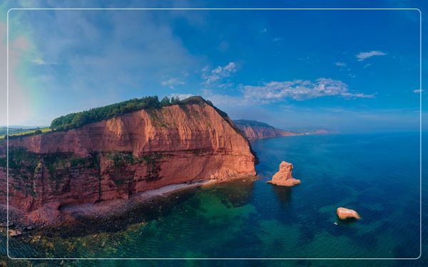 Beautiful coastline with blue skies and blue waters