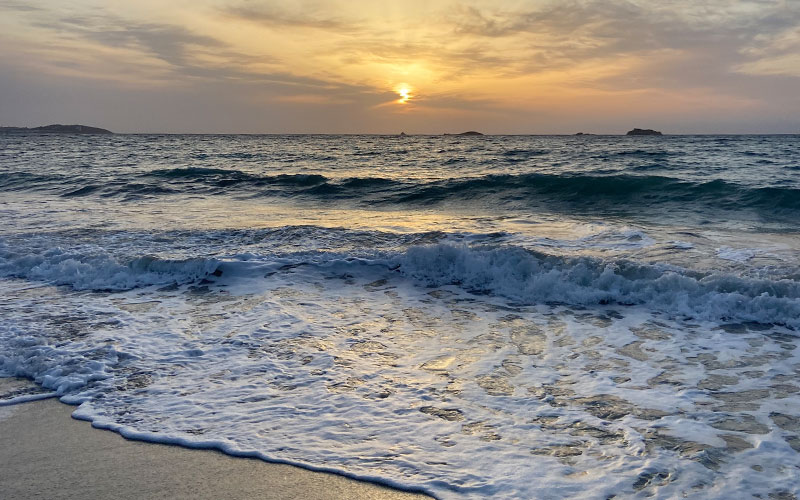 Sunset over Spanish beach