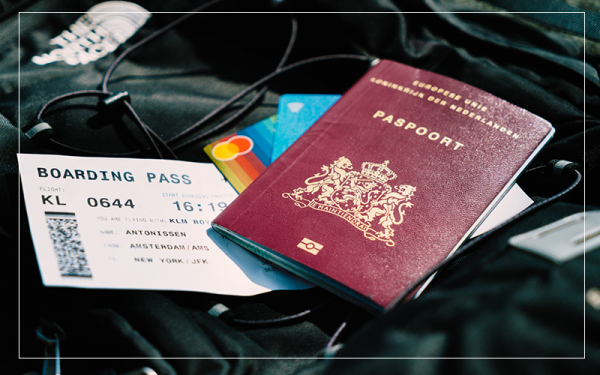 passport and boarding pass in bag