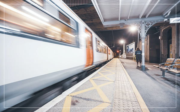 A train passing through a platform