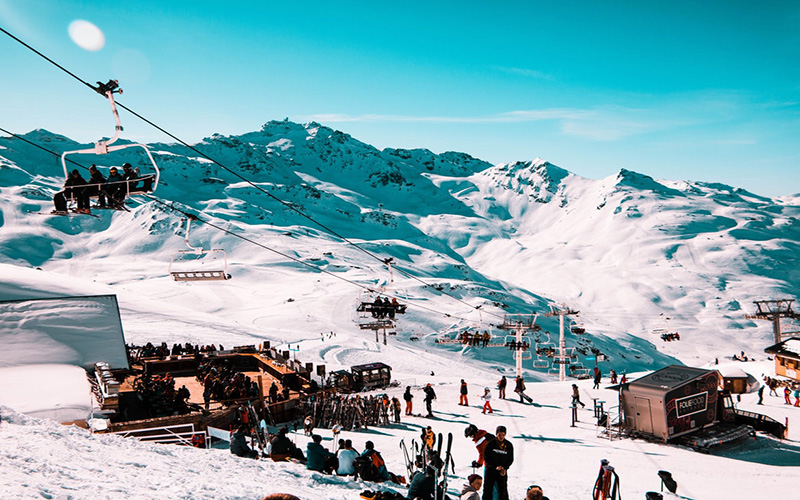 People enjoying the ski resort